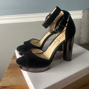Jessica Simpson Everyn platform Heels‎ Ankle Strap Black Pumps 8.5